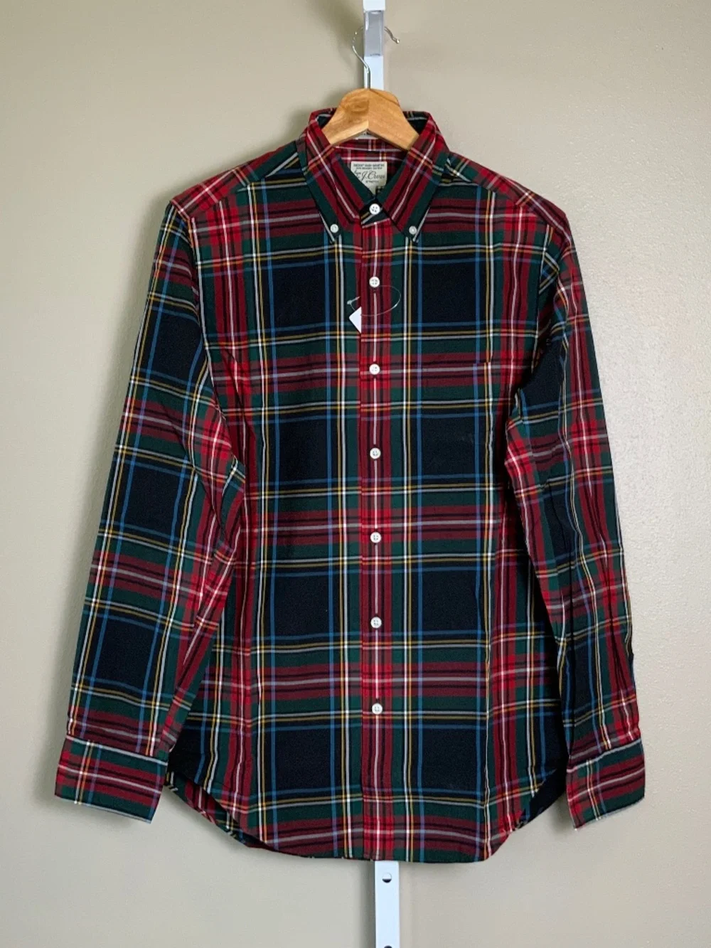 J. Crew Classic Stretch Secret Wash Stewart Tartan Organic Cotton Oxford Shirt